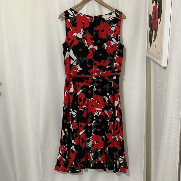 Nine West Red and Black Floral Sleeveless Dress a190 - Picture 4 of 4